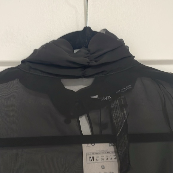 ZARA NWT BLACK LONG CAPE CHIFFON ASYMMETRIC MULTIWAY SIZE M - Picture 4 of 7